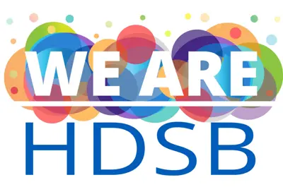 a graphic that says We Are HDSB on top of multicoloured circles