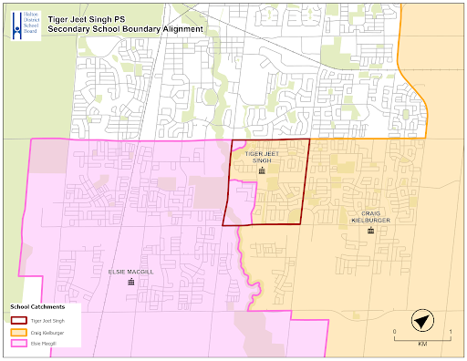 Map of Tiger Jeet Singh PS Secondary School Boundary Alignment