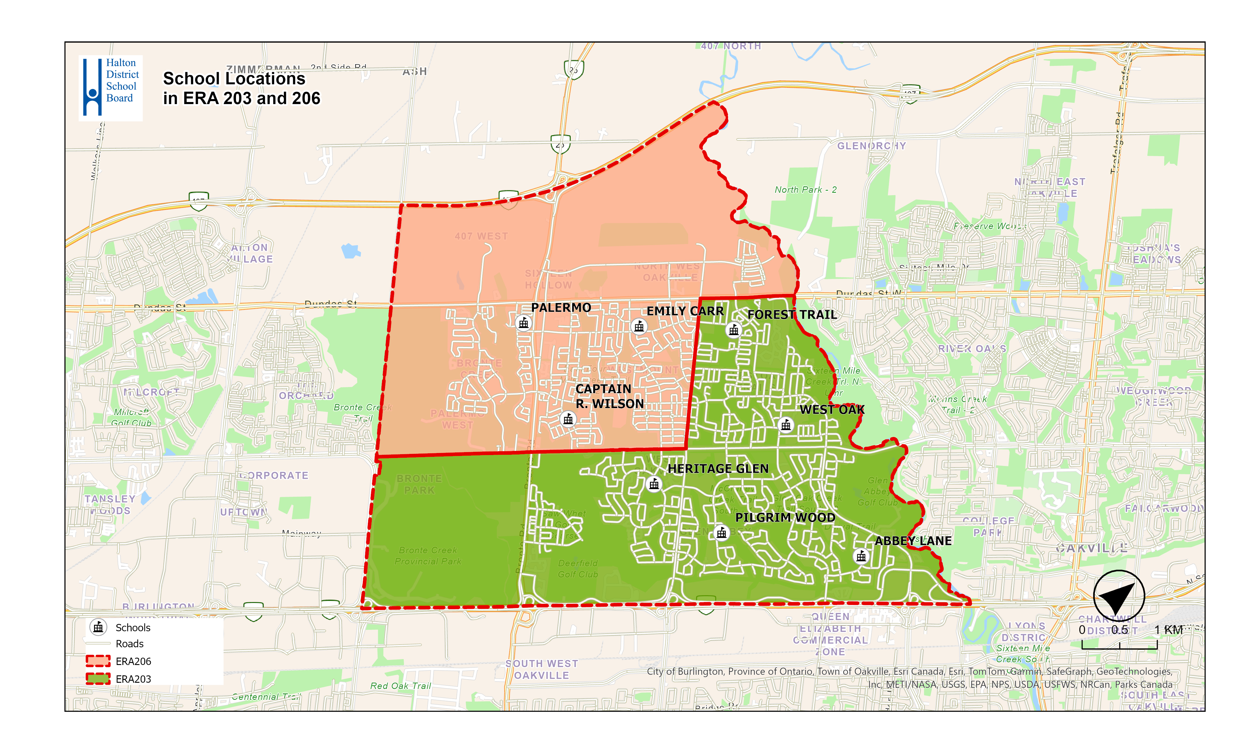 Image of N.W. Oakville Boundary Review Study Area map illustrating the area under review