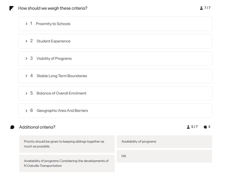 List of six boundary review criteria, with added comments highlighting keeping siblings together and program availability.