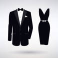 Black Dress and Suit with Bow Tie