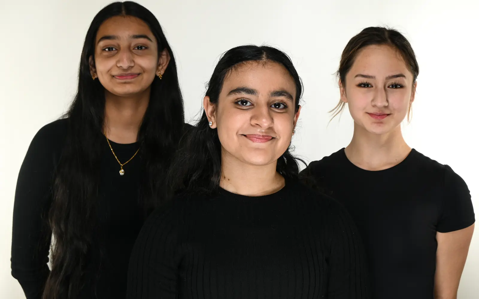 Amrutha Kosuri, Veera Kalsi and Emmy Nah, T.A. Blakelock High School I-STEM students, creators of the Bye-Catch shark-safe fishing net