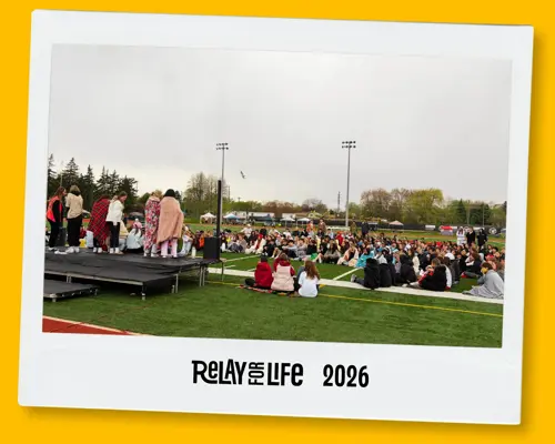 Nelson students listening to the survivors talk at the Relay for Life