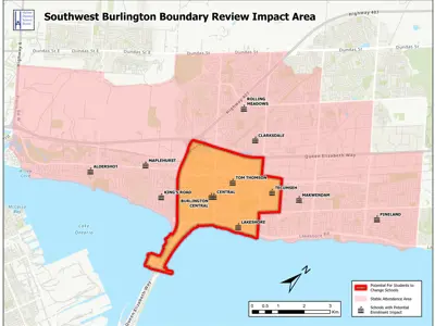 Southwest Burlington Elementary School Boundary Review Study Map