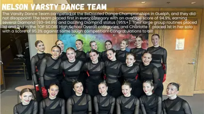 Nelson's Dance team gathers to celebrate the end of their season of big wins
